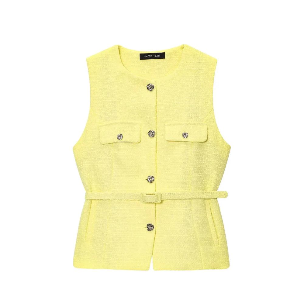 Yellow vest with button details