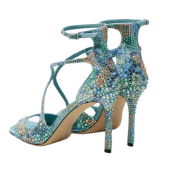 Rhinestone Ankle Strap Stilettos