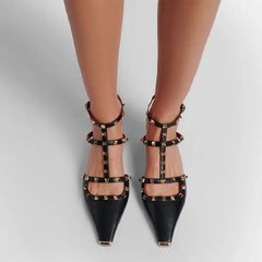 Riveted Square Toe Stiletto Heels
