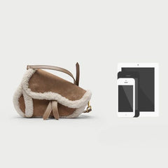 Shearling Trim Saddle Bag