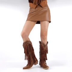 Fringe Pointed Toe Western Boots