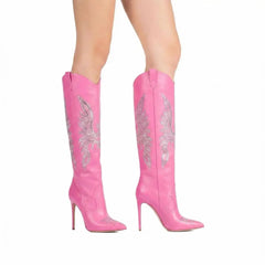 Embroidered Pointed Stiletto Cowboy Boots