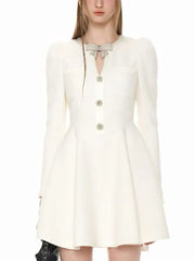 White dress with buttons