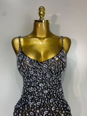 Rhinestone Sheer Bodycon Mini Dress