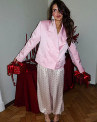 Satin Polka Dot Lantern Wige Jogger Pants