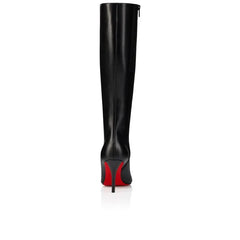 Black knee-high boot with red sole