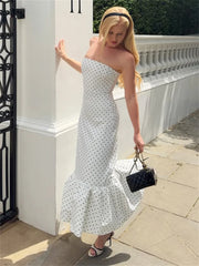 Polka dot strapless mermaid dress