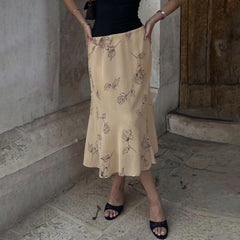 Floral Print Ruffle Hem Skirt