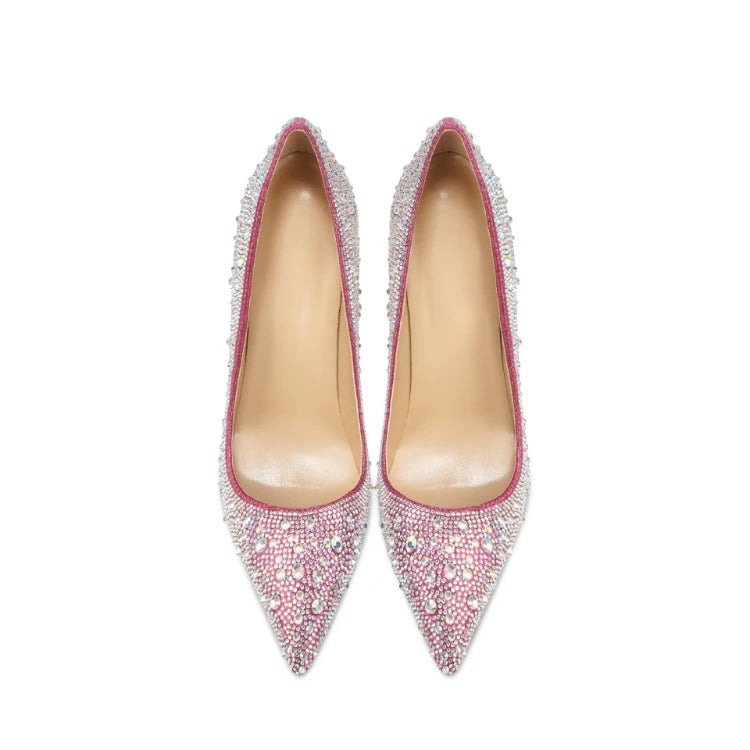 Pair of pink beaded high heels