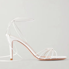 Strappy Pointed Toe Thin Heel Ankle Wrap Sandals
