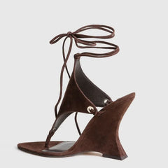 Thong Wedge Lace Up Sandal