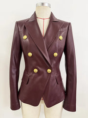 Double breasted leather blazer on mannequin