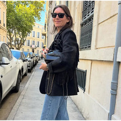 Fringe Sleeve Wool-Blend Tassel Blazer Coat