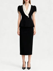 Elegant two piece set with peplum waist and structured silhouette