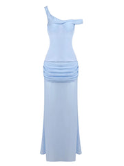 Light blue one-shoulder dress