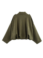 Green cape on a white background- back view