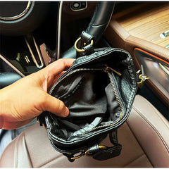 Lock Accent PU Mini Satchel Bag – Black, Orange & Leopard Print