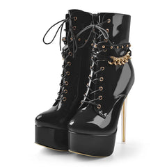Patent Lace Up Platform Boots