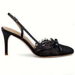 Butterfly Knot Lace Slingback Heels