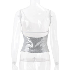 Silver Sequin V-Neck Camisole Top