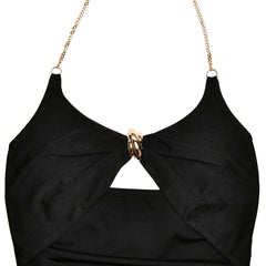 Halter Cut-Out Metal Detail Maxi Dress