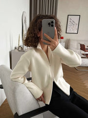 Zip Front Stand Collar Knit Jacket