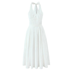 White halter neck dress on a white background