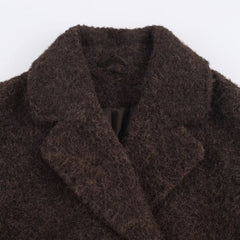 Solid Double-Breasted Fleece Coat
