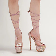 Crisscross Straps Platform High Heels