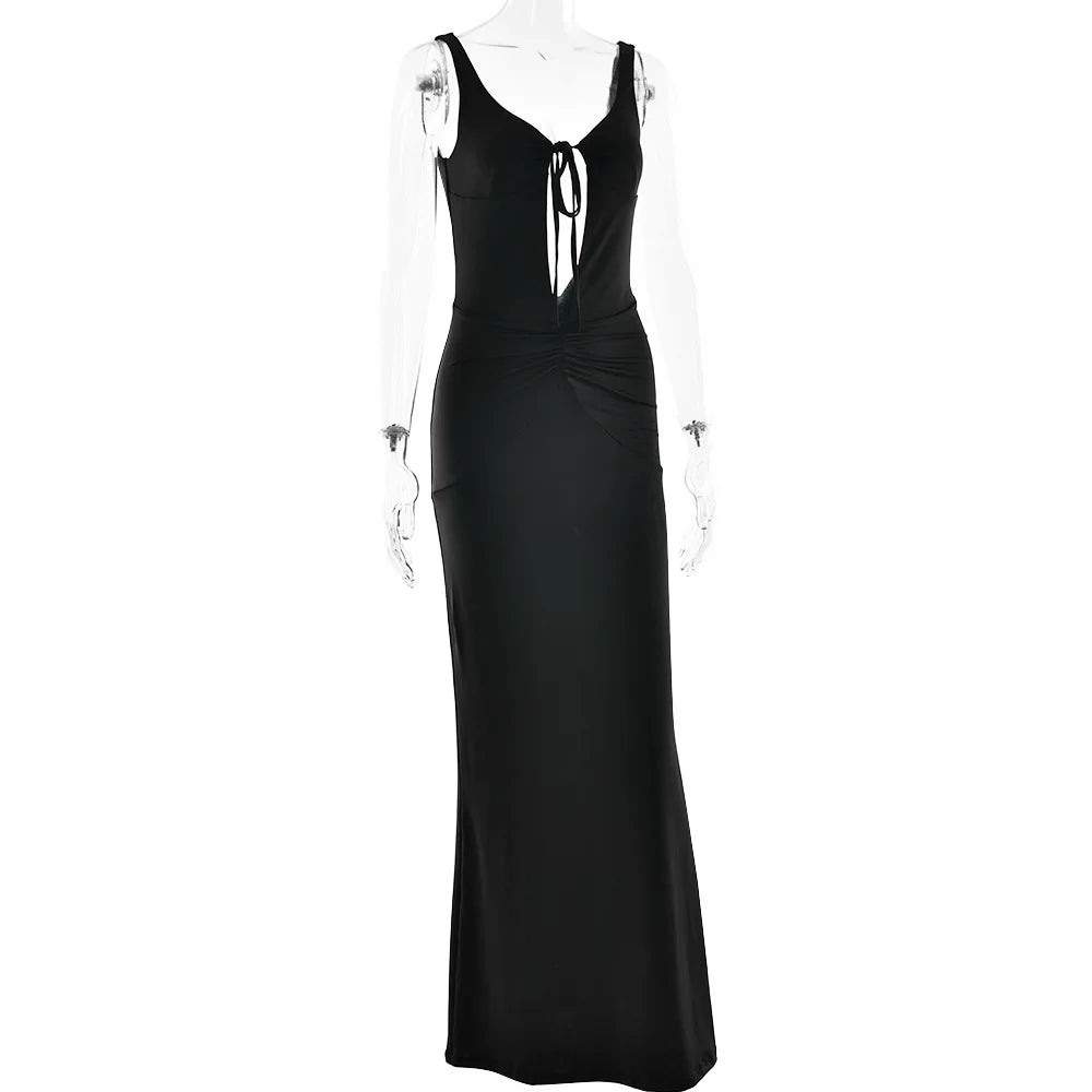 Black evening gown on a white background