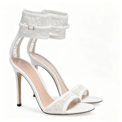 Lace Ankle Strap Stiletto Heels