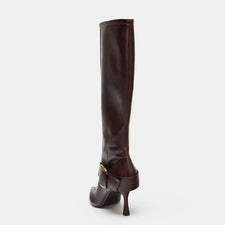Pointed Toe Stiletto Heel Buckle Knee High Boots