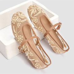 Embroidered Mesh Ballet Flats