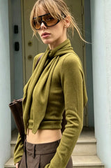 Scarf Neck Long Sleeve Knit Top