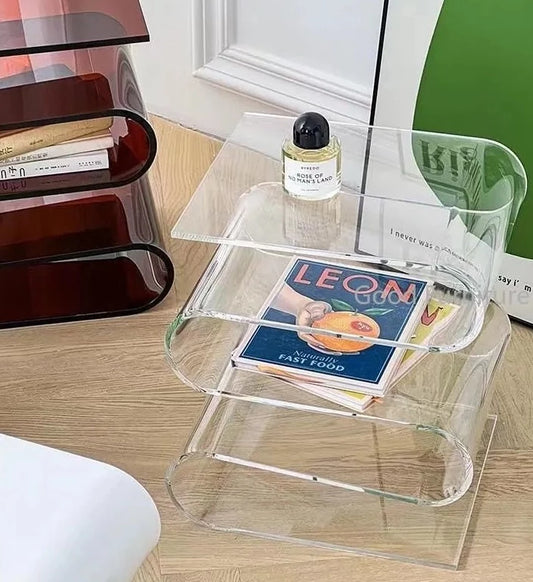 Transparent Book Shelf Acrylic Side Table Small Magazine Rack