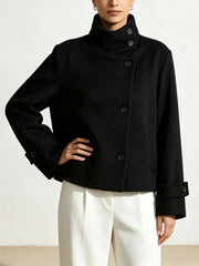 High Neck Solid Cropped Jacket