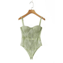 Green Lace Corset Bodysuit