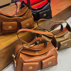 Lock Detail Shoulder Bag PU Leather