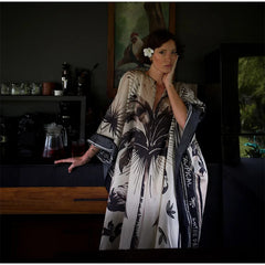 Printed Caftan Satin Maxi Dress