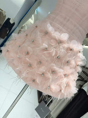 Strapless Feather Flower Mini Dress