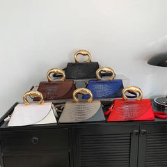 Alligator Textured Top Handle Bag