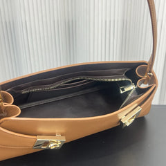 Lock Detail Color-Blocking Shoulder Bag