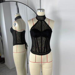 Halter Lace Corset Crop Top