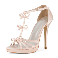 Satin Bow Platform Stiletto Heels