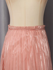 Peach Strapless Top and Pleated Midi Skirt Set