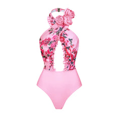Floral Ruffle Swimsuit and Skirt Beach Cover-up Set
