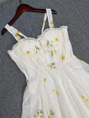 Floral Print Square Neck Corset Dress