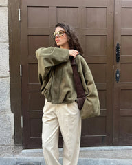 Faux Suede Cropped Bomber Jacket