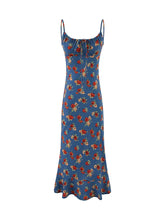 Shirred square neck midi dress with tie front detail, front view