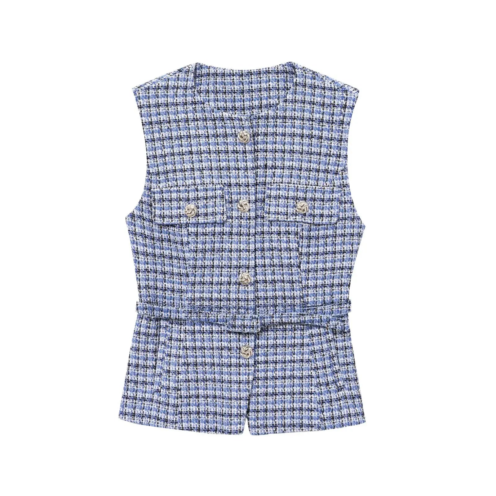 Blue checkered vest
